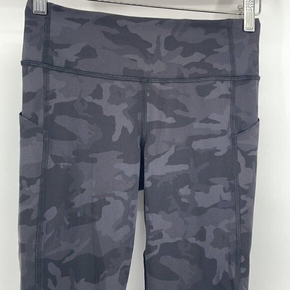 Lululemon Pace Rival Crop *22"Incognito Camo Multi Grey / Black sz 4 - Picture 7 of 10